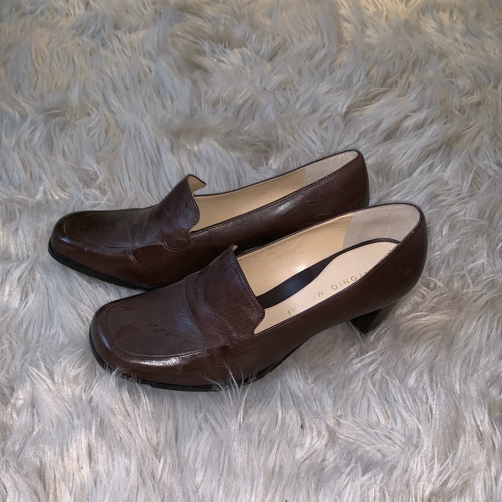 Antonio Melani Heeled Leather Loafers